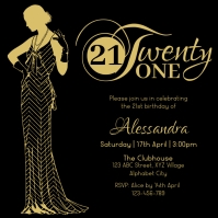 Great Gatsby Birthday Invitation สี่เหลี่ยมจัตุรัส (1:1) template