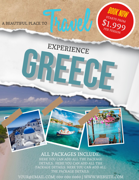 Greece Travel Flyer Template Postermywall