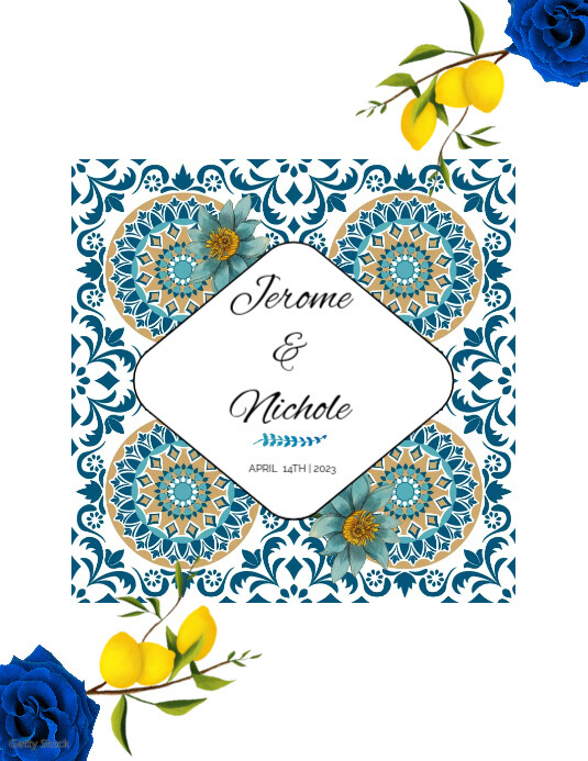 greek, invitation, wedding, event, save the date, invitacion, party, boda Volantino (US Letter) template