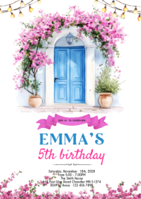 Greek Island Theme Party Invite A6 template
