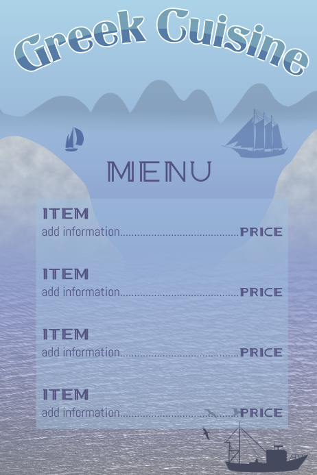 greek menu template | PosterMyWall