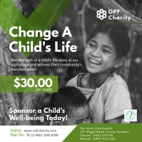 Green & Black Kids Orphanage Fundraising Post template