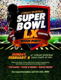 สีดำ Super Bowl Watch Party Flyer Template