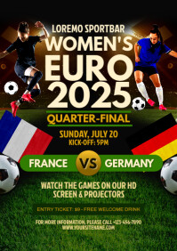 Green & Black Professional Women's Euro 2025 A4 Flyer template