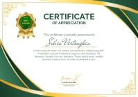 Green & Gold Modern & Minimal Certificate Of A4 template