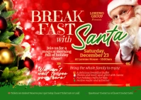Green & Red Professional Breakfast With Santa Postcard template