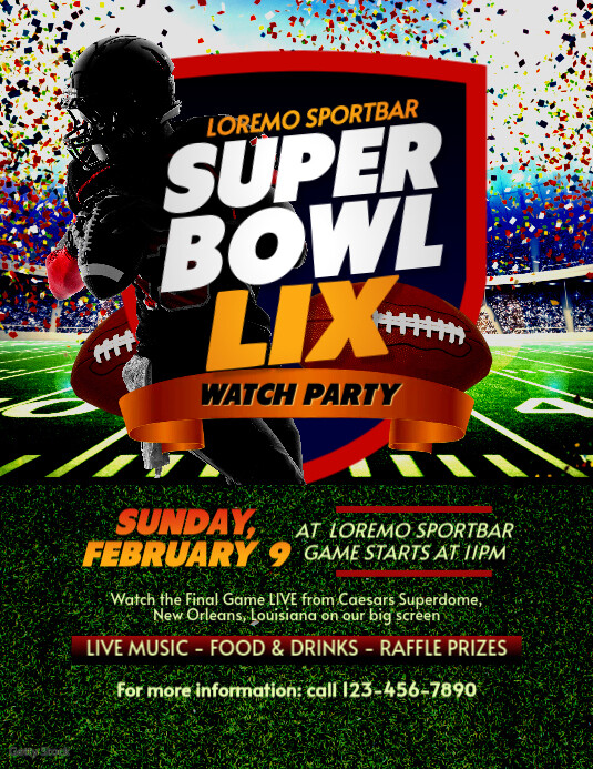 Green & Black Professional 2025 Super Bowl Lix Flyer Flyer (us Letter) template