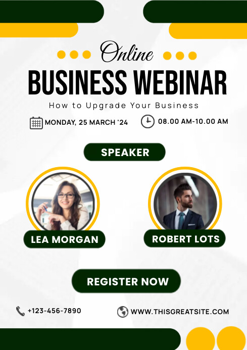 Green & Yellow Online Webinar A4 template