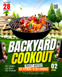 Green 3d Backyard Cookout Bbq Outdoor Garden Yard Meat Grilling Barbecue Party Event Advert Flyer Te Instagram Portrait template
