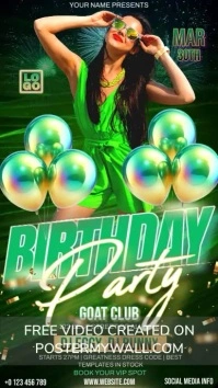 Green 3d Birthday Party Flyer Instagram Story template