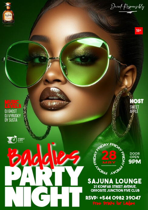 Copy of Green 3d Black 3d Black Baddies Night Event Party Club Flyer A4 ...