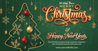 Green 3d Christmas Greetings Facebook Shared Image template