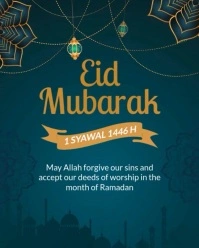 Green 3d Eid Mubarak Instagram Portrait template