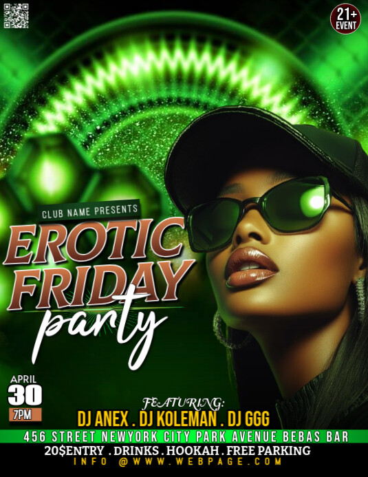 Green 3d Erotic Friday Party Flyer (us Letter) template