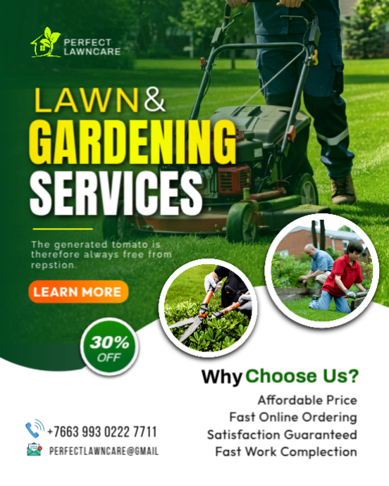 Green 3d Lawn Care Gardening Service Landscaping Yard Maintainance Company Business Advertisement Fl Instagram Portrait template