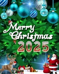 Green 3d Merry Christmas Instagram Portrait template
