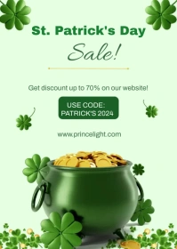 Green 3D Modern St. Patrick's day sale flyer A6 template