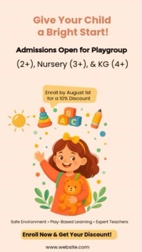 Green 3d Preschool Admission Ad Instagram Story template
