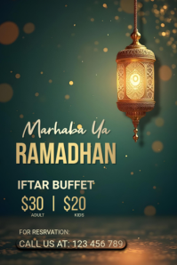 Green 3d Ramadan  Banner 4' × 6' template