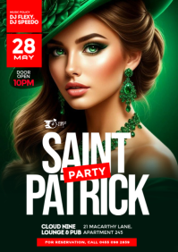 Green 3D Saint Patrick's Day Party Event Flyer A4 Flyer template
