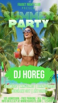 Green 3d Summer Party Instagram  Digital Display (9:16) template
