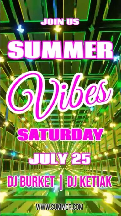 Green 3d Summer Vibes Digital Display (9:16) template