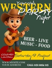Green 3d Western Party Volantino (us Letter) template