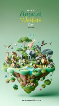 Green 3d World Animal Welfare Day Instagram Story template