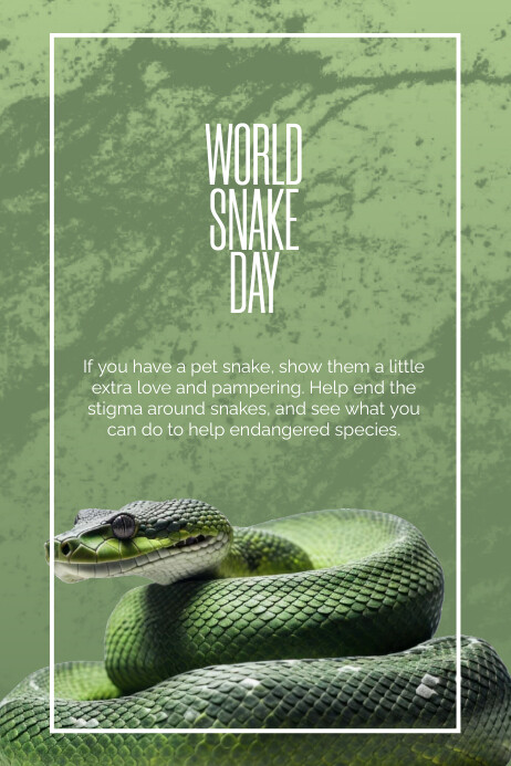Green 3d World Snake Day Poster Template | PosterMyWall