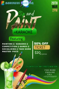 Green Abstract A Vibrant And Creative Event Flyer For A Sip And Paint +karaoke  Pinterest Graphic template