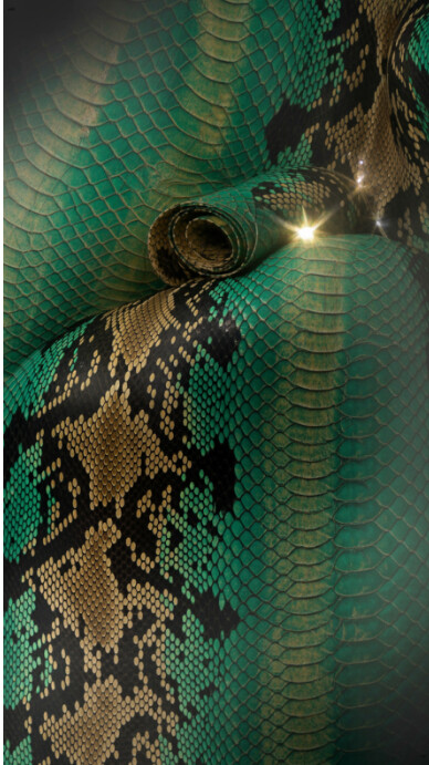 Green Abstract Background Comprised Of A Swirling Pattern Of Snake Print Digital Display (9:16) template