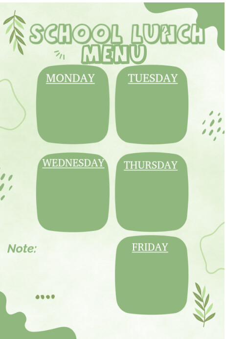 Green Abstract Simple Menu Planner Poster template