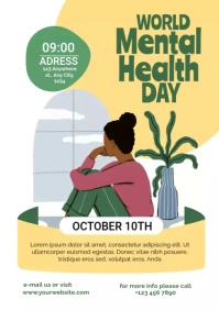 Green and Beige Modern Mental Health Poster D A2 template