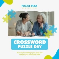 Green and Blue Crossword Puzzle Slideshow Instagram Post template