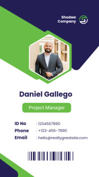 Green and Blue Simple Business Portrait Company ID Card Facebook Story template