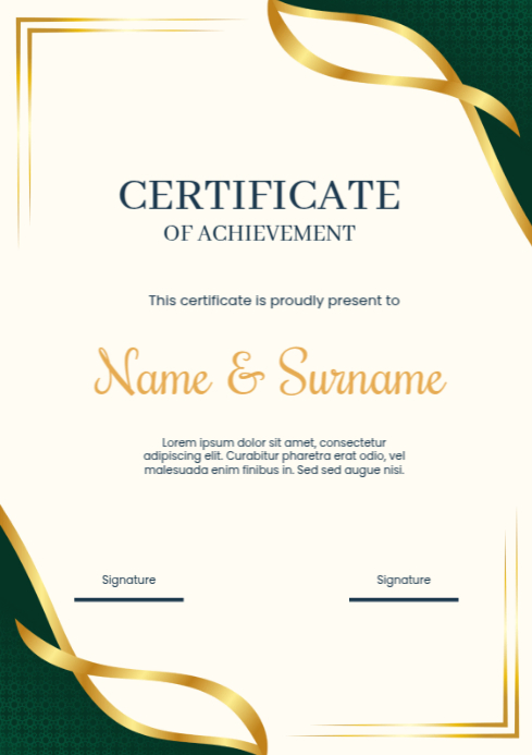 Green and Gold Elegant Appreciation Certificate Template | PosterMyWall