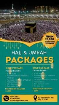 Green and Gold Minimalist Hajj Pilgrimage Instagram Story template