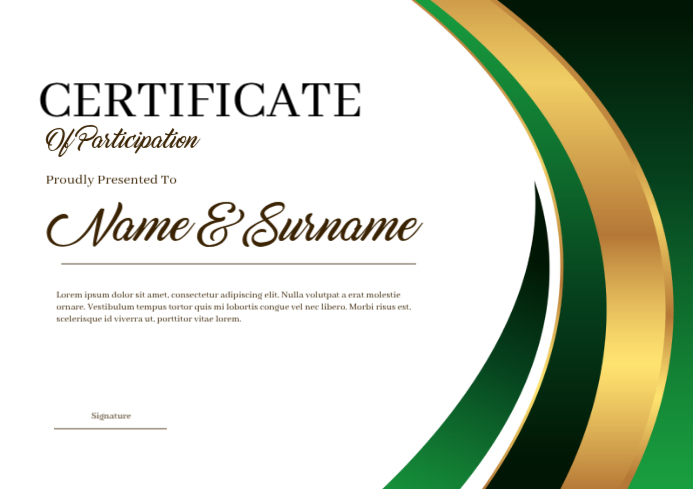 Green and Gold Modern Business Certificate Template | PosterMyWall