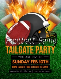 Green and Orange Football Tailgate Party Flyer Folder (US Letter) template