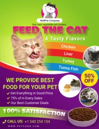 Green and Purple cat food social media post t ใบปลิว (US Letter) template
