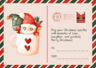 Green and Red Modern Christmas Postcard template