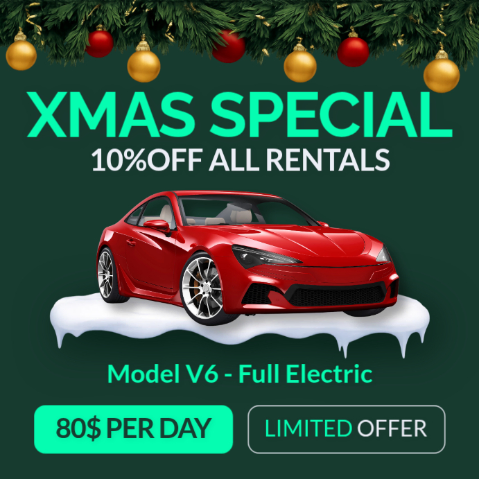 Green and White Christmas Car Rental Promotion Flyer – Xmas Discount ...