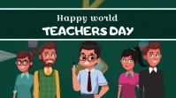 Green And White Illustrative Happy World Teachers Day Video Template (16:9)