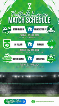 Green And White Modern Football Match Schedule Instagram Story template