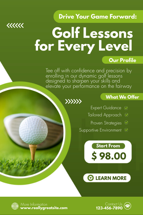 Copy of Green And White Modern Golf Lesson Poster | PosterMyWall