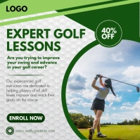 Green and White Modern Golf Lessons Facebook Instagram Post template
