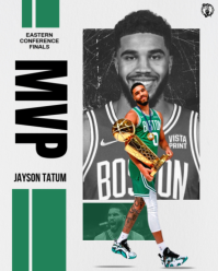 Green And White Modern Jayson Tatum Celtics Player MVP Instagram Portrait template