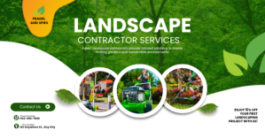 Green and White Modern Landscape Contractor Services Facebook Ad template