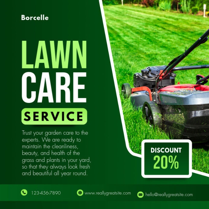 Green and White Modern Lawn Care Service Instagram Post template