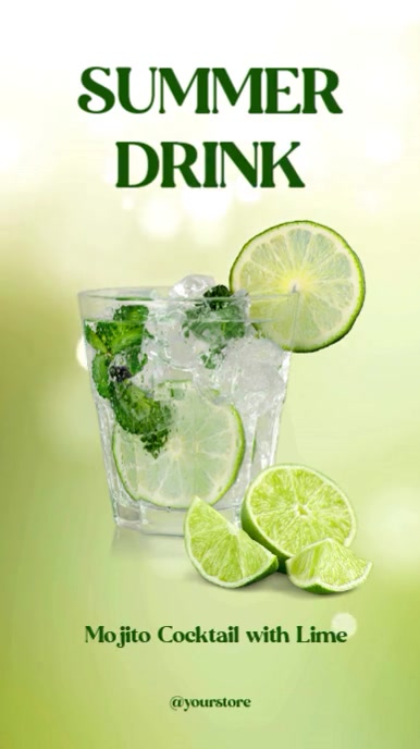 Green And White Modern Summer Drink Mobile Video Instagram Reel template